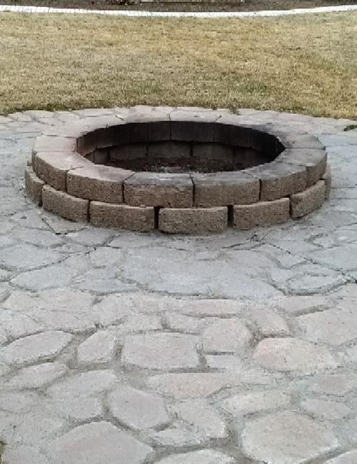concrete paver patio with fire pit